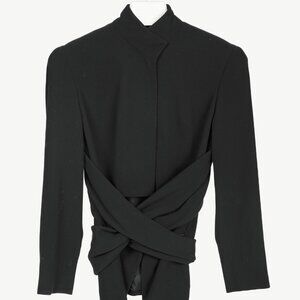Donna Karan New York Black Wool-Crepe Wrap Blazer